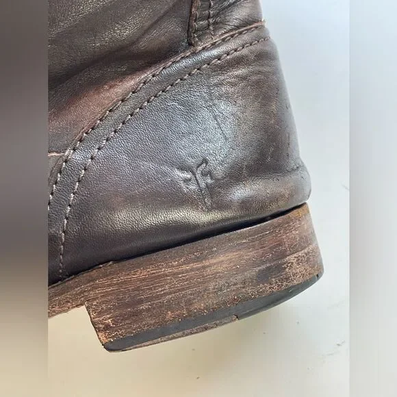 Frye Vintage Veronica tall buckle Slouchy Moto Boots in chocolate brown. 11